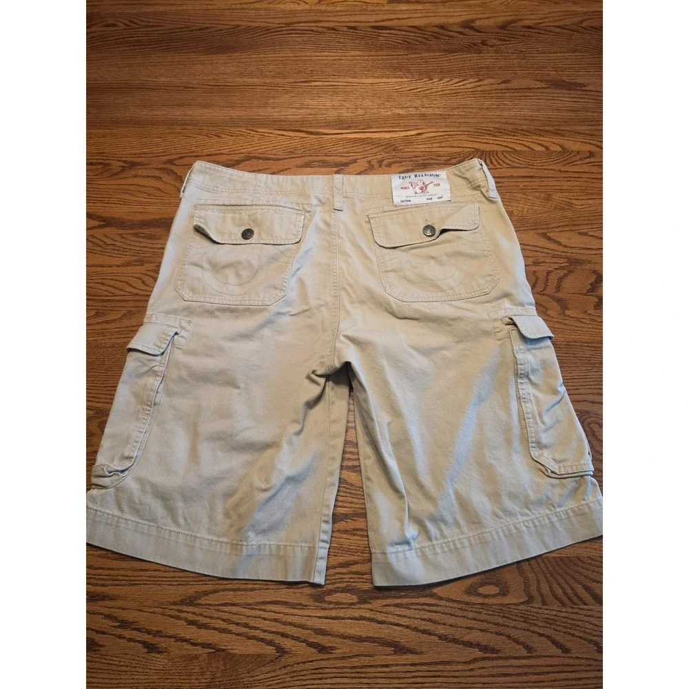True Religion Cargo Shorts‎ Mens Size 36 Tan 100% Cotton 12.5